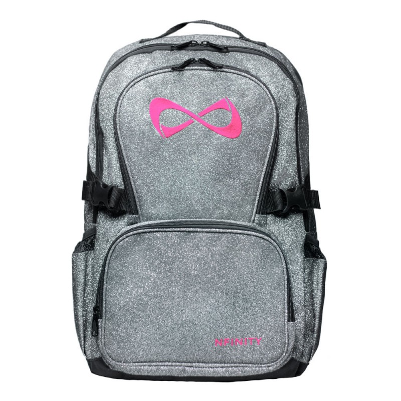 Nfinity Grey Sparkle Backpack Pink Logo